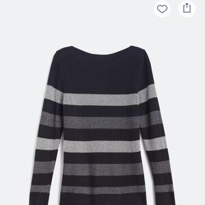 Black and Gray Striped Scoop Neck Sweater
